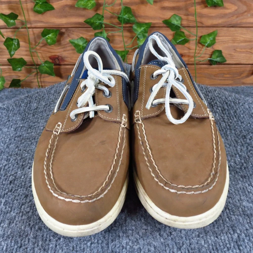 Eastland Avalon Mens Boat Shoes Sz 9 Casual Nautical Loafers Brown Navy Leather